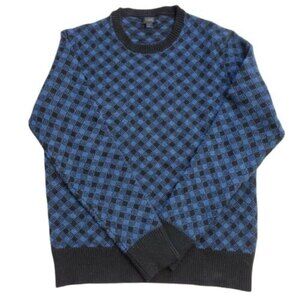 J.Crew Men's Lambs Wool Pullover Sweater Size S Blue Black Check Plaid